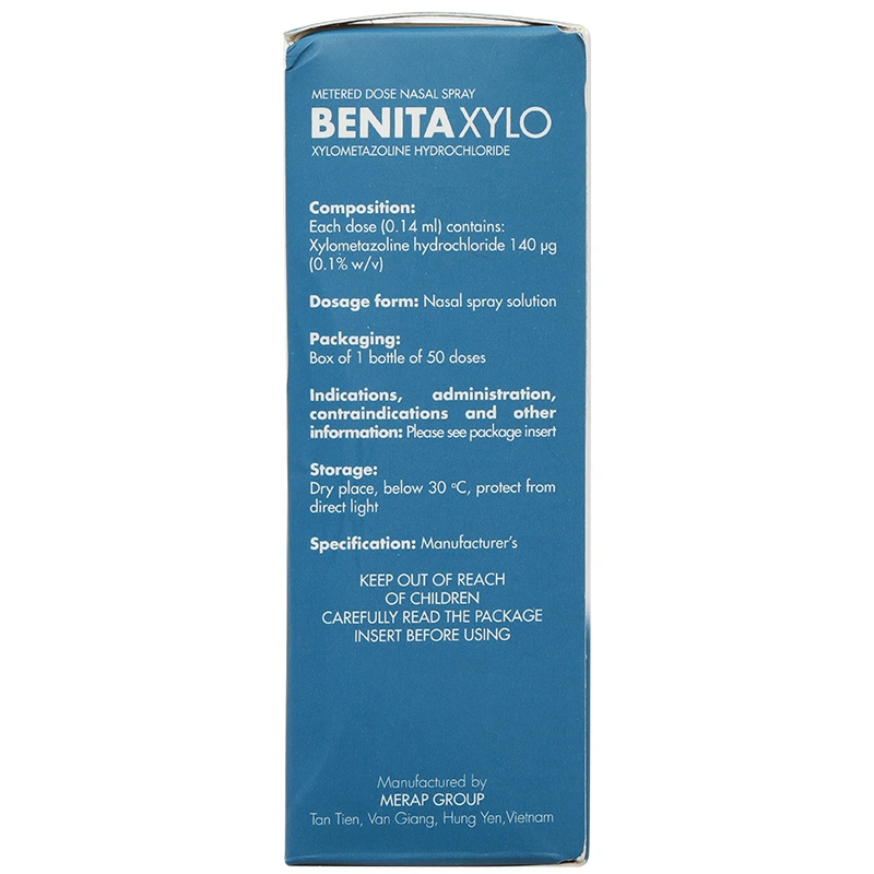 Thuốc xịt mũi Benita Xylo điều trị nghẹt mũi, sung huyết mũi bình 50 liều - 6